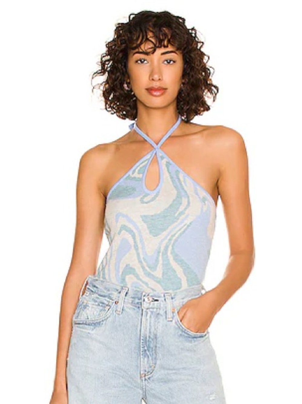 Heartloom Light Blue Knit Halter Top